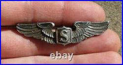 WW2 US Army Air Force Service Pilot Wing Pin Sterling BADGE AMICO 2
