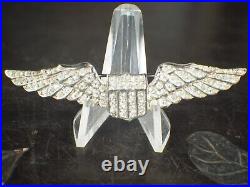 WW2 US Army Air Force Sweetheart Pilot Wing Sterling Silver with Crystal 3 inch