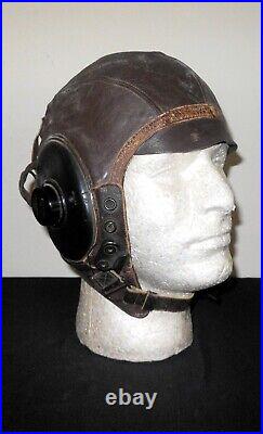 WW2 US Army Air Force TYPE A-11 FLIGHT HELMET & EARHONES SUPERB