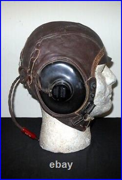 WW2 US Army Air Force TYPE A-11 FLIGHT HELMET & EARHONES SUPERB