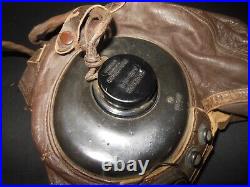 WW2 US Army Air Force TYPE A-11 FLIGHT HELMET & EARHONES SUPERB