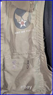 WW2 US Army Air Force Type C-1 Emergency Sustenance Vest Holster Insignia Pocket
