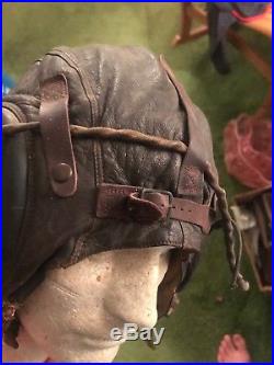 WW2 US Army Air Force USAAF Air Corps A-11 Leather Flight Helmet Large