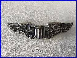 WW2 US Army Air Force USAAF Pilot Sterling Wings AMCRAFT Pin Back Combat Bomber