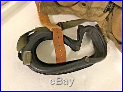 WW2 US Army Air Forces AN-H-15 Aviator Canvas Bomber Helmet Attached B-8 Goggle