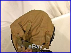 WW2 US Army Air Forces AN-H-15 Aviator Canvas Bomber Helmet Attached B-8 Goggle