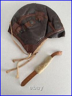 WW2 US Army Air Forces B-6 Winter Leather Flight Helmet Size Small