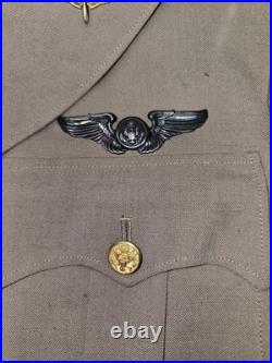 WW2 US Army Air Forces Officer Jacket STERLING Pilot Wings Patch Summer Khaki