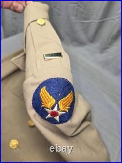 WW2 US Army Air Forces Officer Jacket STERLING Pilot Wings Patch Summer Khaki