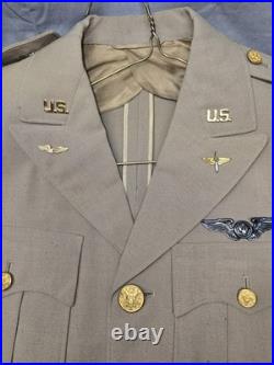 WW2 US Army Air Forces Officer Jacket STERLING Pilot Wings Patch Summer Khaki