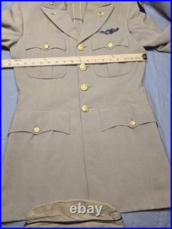 WW2 US Army Air Forces Officer Jacket STERLING Pilot Wings Patch Summer Khaki