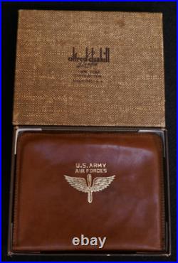 WW2 US Army Air Forces Saddle Finish Leather ID / Card Wallet Dunhill Mfg. & Box