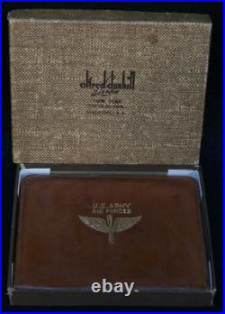 WW2 US Army Air Forces Saddle Finish Leather ID / Card Wallet Dunhill Mfg. & Box