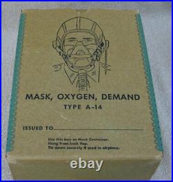 WW2 US Army Airforce-RAF A-14 Oxygen Mask with Original Box Papers June 1945 EXC