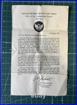 WW2 US Army Eighth Air Force Gen Doolittle Letter