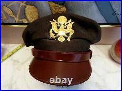 WW2 US Officer Visor Cap Hat Army Corp Air Force Crusher Pilot Size 7 Bancroft