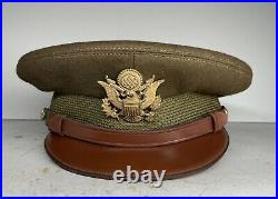 WW2 US Officer visor hat Army Air Corp force crush cap pilot Original WWII