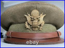 WW2 US Officer visor hat Army Air Corp force crush cap pilot Original WWII