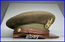 WW2 US Officer visor hat Army Air Corp force crush cap pilot Original WWII