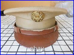 WW2 US visor cap hat Army Air Corp force crusher enlisted khaki summer europe
