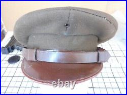 WW2 US visor cap hat Army Air Corp force crusher enlisted winter wool olive drab