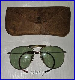 WW2 USAAF US Army Air Force Pilot Aviator Bausch & Lomb Sunglasses Green Lenses