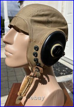 WW2 WWII US ARMY AIR FORCES Wired AN-H-15 SUMMER FLYING HELMET ANB-H-1 Flight LG