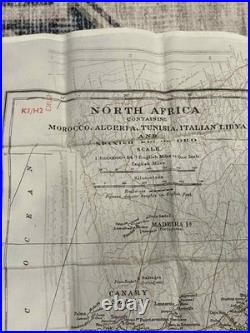 WW2 WWII US Army Air Force Silk Pilot Escape Map NORTH AFRICA Tunisia Algeria