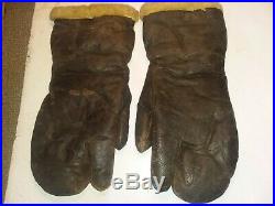 WW2 WWII USAAF US Army Air Force Leather Wool Pilot Gloves Type A-9A Large Tags