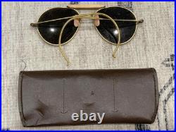 WW2 WWII USAAF US Army Air Force Pilot / Aviator Sunglasses Green Lenses + Pouch