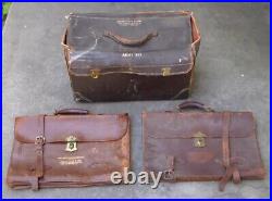 WW2 era US Army Air Forces Leather Flight Case Model 55-1 & Navigation Case USED
