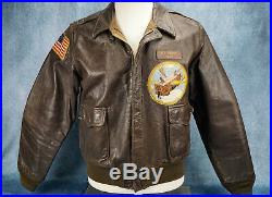 WW2 officer US Army Air Force Corp leather A2 bomber jacket USAF NAME 727th BS