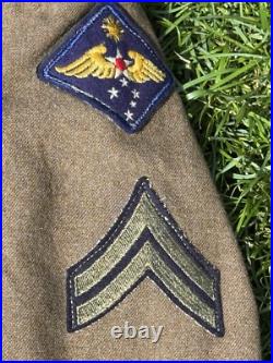 WWII 1942 Named US Army Air Forces Service Coat 38R Wool Serge 13th AAF Corporal