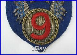 WWII 9th Air Force Bullion Patch US Army Air Corps Wool Felt Original 3.5