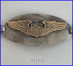 WWII Air Force Army Air Corps Sterling Gold Wings ID Bracelet