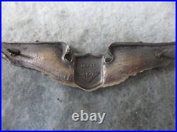 WWII Army Air Force Pilot Wings 3 Inch Jacket Insignia AE Co Sterling Marked WW2