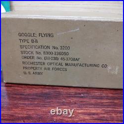 WWII Era Rochester Optical U. S. Army Air Force B-8 Flying Goggles, Lenses & Box