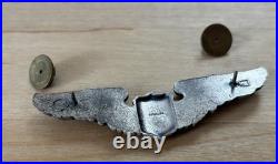WWII Era US Army Air Corps Force Service Pilot Wings 3 STERLING Clutch Back
