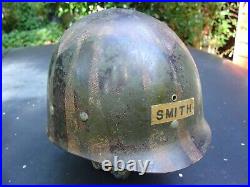 WWII M1 Helmet Schlueter RS/SB 465A AAF Army Air Forces Post war MSA Liner Named