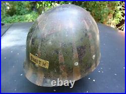 WWII M1 Helmet Schlueter RS/SB 465A AAF Army Air Forces Post war MSA Liner Named