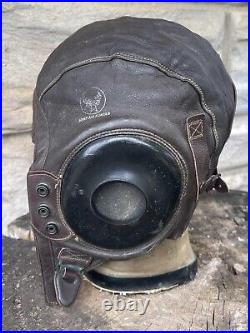 WWII Named Commander Air Force US Army A-11 Leather Selby Shoe Pilot Helmet Lg