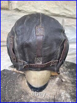 WWII Named Commander Air Force US Army A-11 Leather Selby Shoe Pilot Helmet Lg