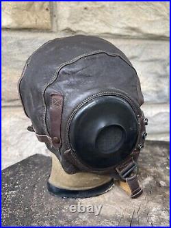 WWII Named Commander Air Force US Army A-11 Leather Selby Shoe Pilot Helmet Lg