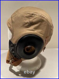 WWII Original US Army Air Forces Pilot Helmet Type AN-H-15 Large Bates Shoe Co