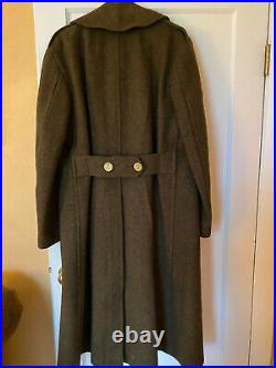 WWII U. S. Army Air Force Corporal Military Officer's Long Wool Olive Jacket Coat