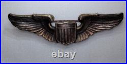 WWII U. S. Army Air Force Corps Sterling Silver Pilot Wings Badge