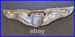 WWII U. S. Army Air Force Corps Sterling Silver Pilot Wings Badge