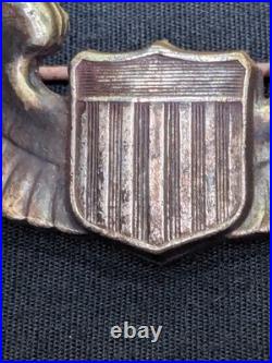 WWII U. S. Army Air Force Corps Sterling Silver Pilot Wings Badge