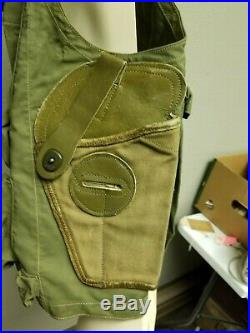 WWII U. S. Army Air Force Survival Vest Many Labeled Pockets Holster