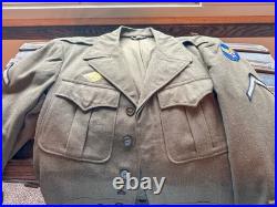 WWII U. S. Army Air Forces Named to PFC E. Vaux (Jacket. Flag. Musette Bag)